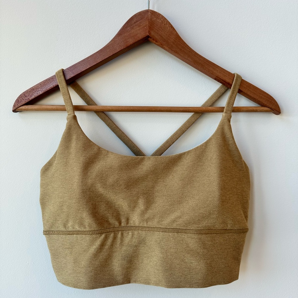 Vuori Long Line Elevation Bra (Medium, Wheat Heather)